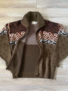 Vintage Clipper Mist Full Zip Knit Sweater
